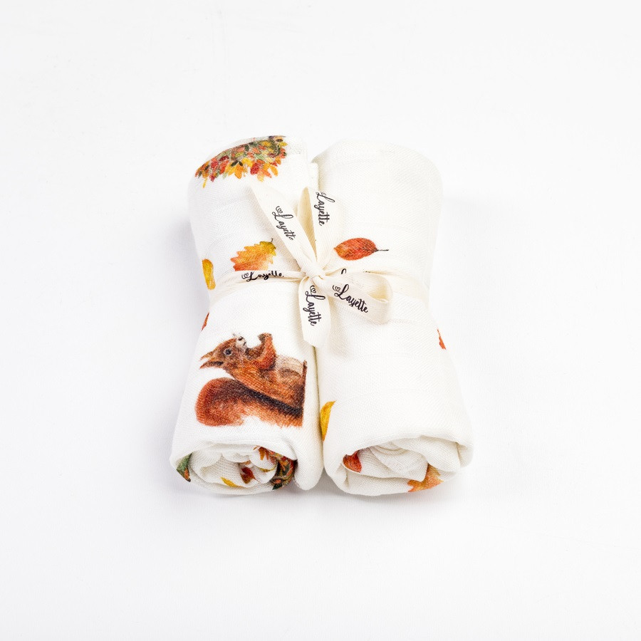 Langes bébé en mousseline de bambou - Collection Noisette Langes bébé en mousseline de bambou - Collection Noisette
