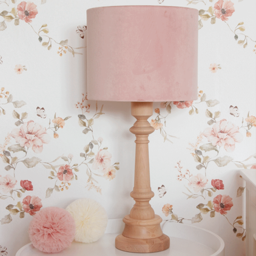 Lampe à poser - abat-jour velours rose Lampe à poser - abat-jour velours rose