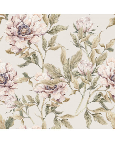 Papier peint pivoines -fond beige