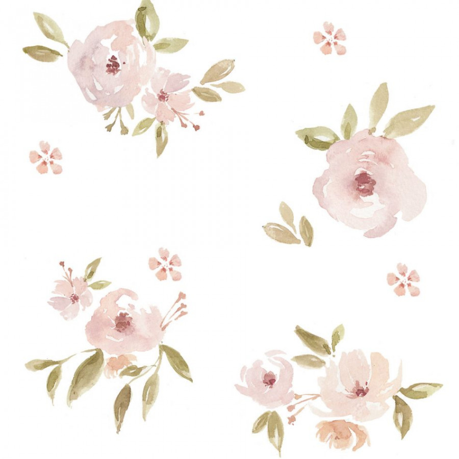 Papier peint mini magnolias rose