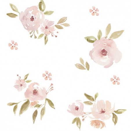 Papier peint mini magnolias rose