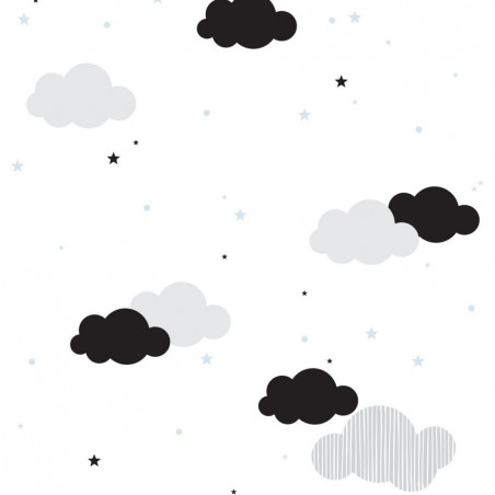 papier peint nuages et petites étoiles bleues