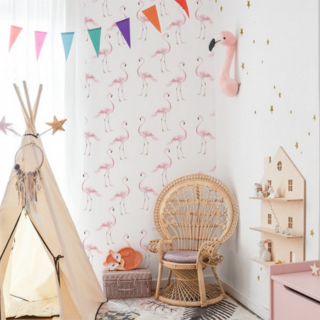 Papier peint flamant rose