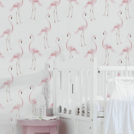 Papier peint flamant rose