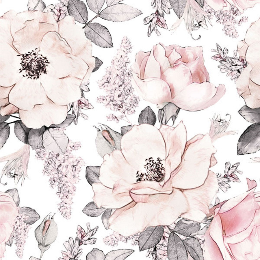 Papier peint jardin rose