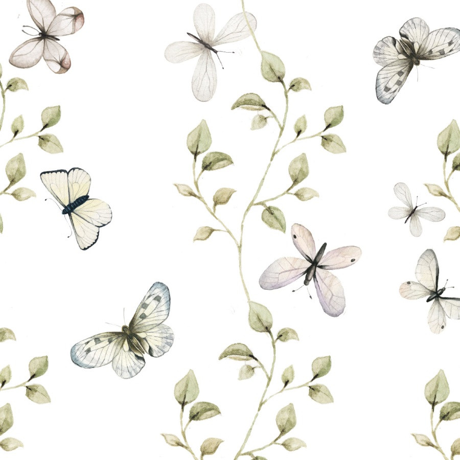 papier peint branches et papillons