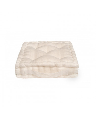 Pouf Coussin De Sol Carre En Lin Beige