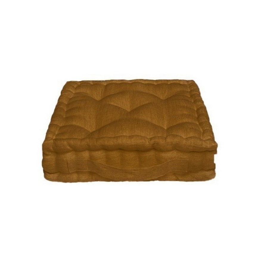 Pouf enfant coussin de sol en lin - caramel Pouf enfant coussin de sol en lin - caramel