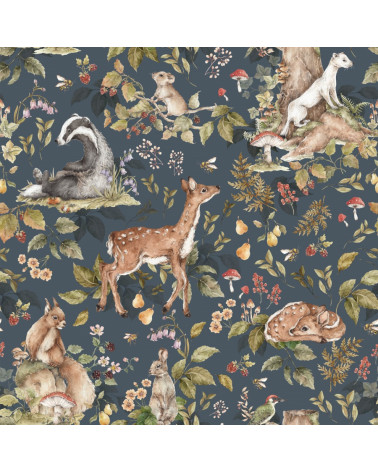 papier peint animaux mignons de la forêt fond sombre