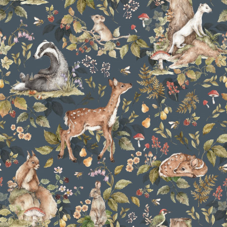 papier peint animaux mignons de la forêt fond sombre