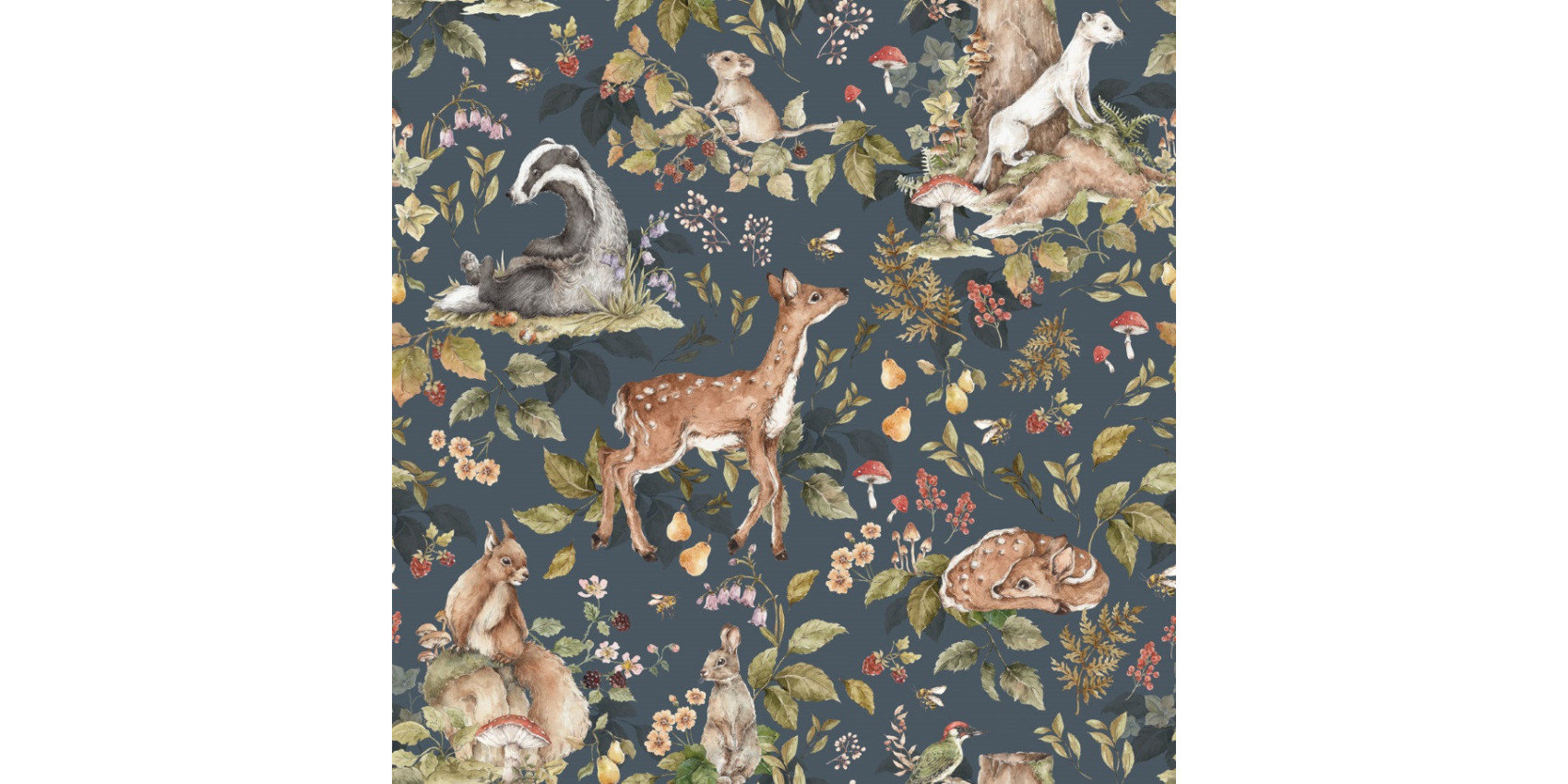 Papier peint animaux de la forêt – Chambre bébé et enfant douce et