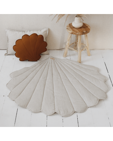 Tapis de jeu coquillage sable, lin et coton