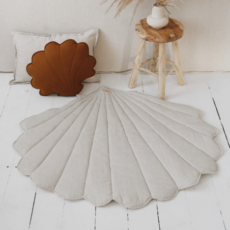 Tapis de jeu coquillage sable, lin et coton