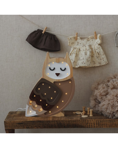 Lampe De Table Chouette/hibou - Marron - Pour Chambre Enfant - Neuf
