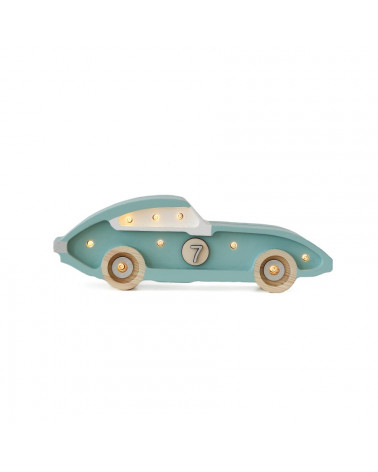 mini veilleuse voiture de course rétro bleu