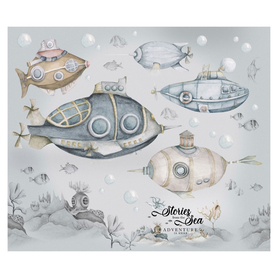 Sticker Mural Enfant Kit Animaux Marins