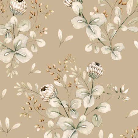 Echantillon papier peint - Trèfles beige