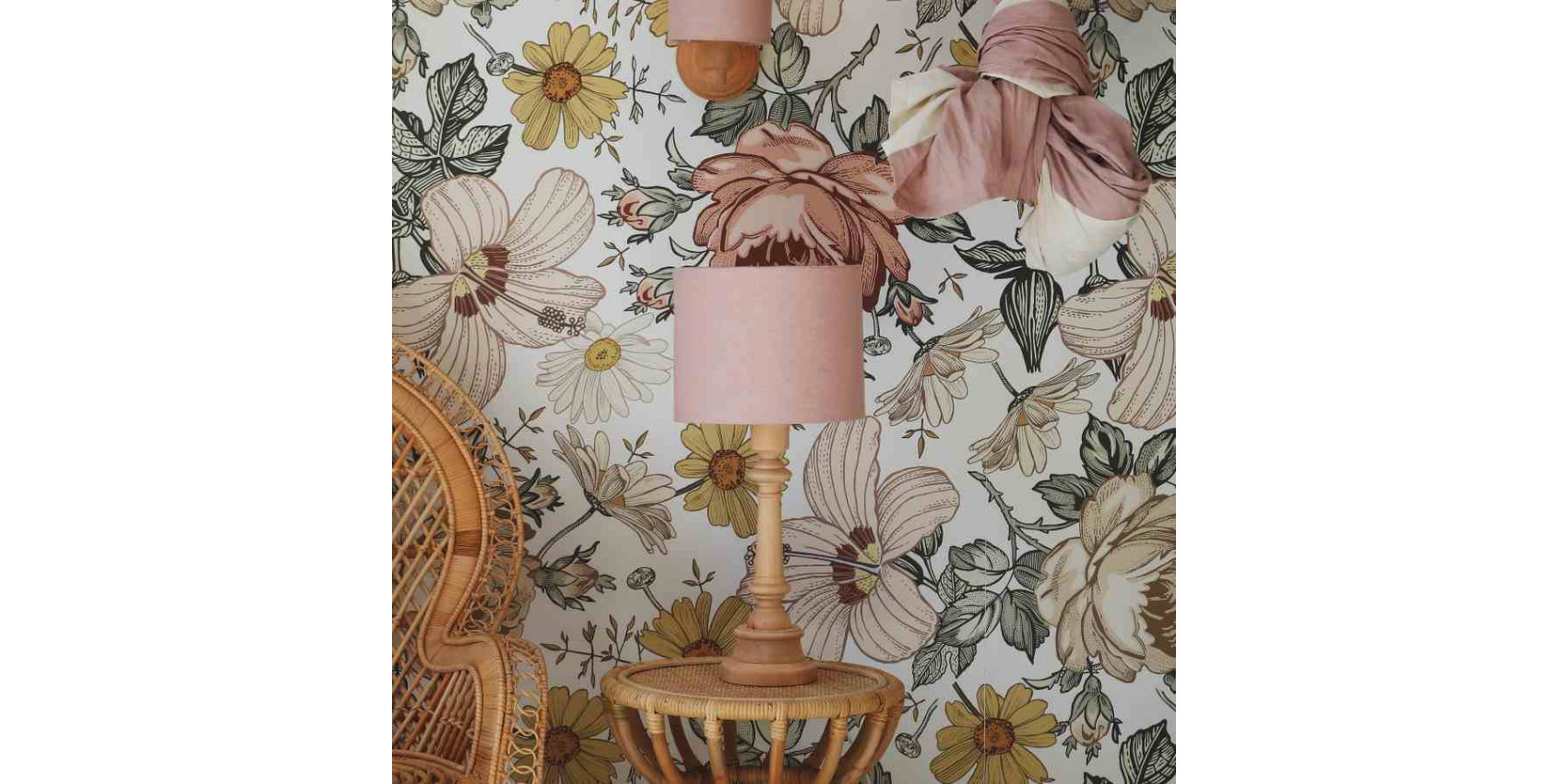 UKCOCO Abat-jour En Tissu Floral Vintage E27 Motif Fleurs