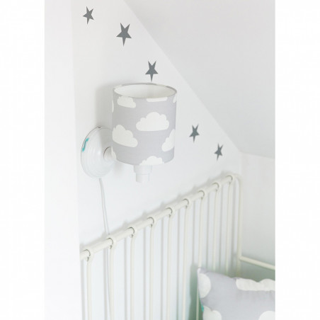 Applique murale grise motif nuages coll