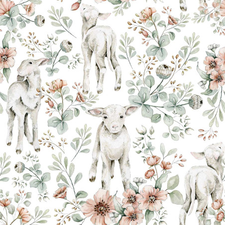 papier peint enfant agneaux moutons