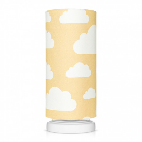 Lampe de chevet enfant jaune moutarde motif nuages Lampe de chevet enfant jaune moutarde motif nuages