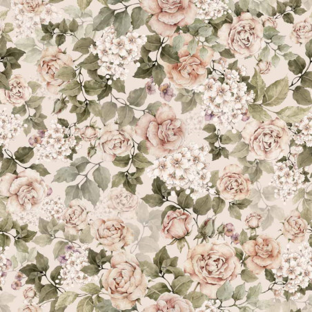 échantillon papier peint roses in summer bloom