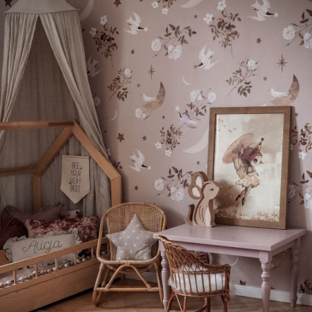 Papier peint enfant Oiseaux sur ciel de nuit