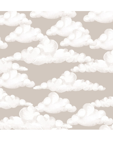 Papier peint enfant nuages beige