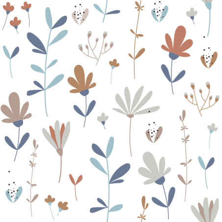 papier peint scandinavian winter meadow, fleurs pastel