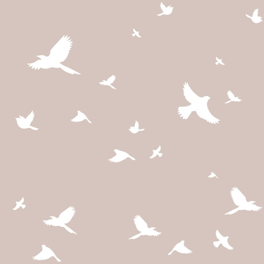 échantillon papier peint oiseaux rose poudré