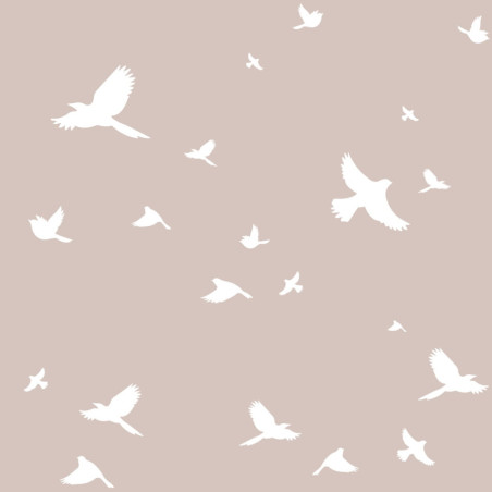 échantillon papier peint oiseaux rose poudré