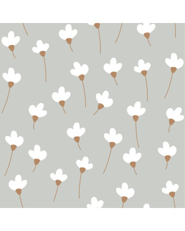 papier peint enfant marguerites fond gris