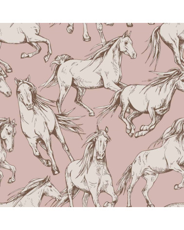 papier peint chevaux fond rose