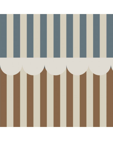 papier peint enfant à rayures - marron et bleu