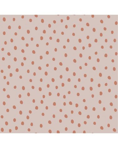papier peint enfant à pois rose poudré et brique