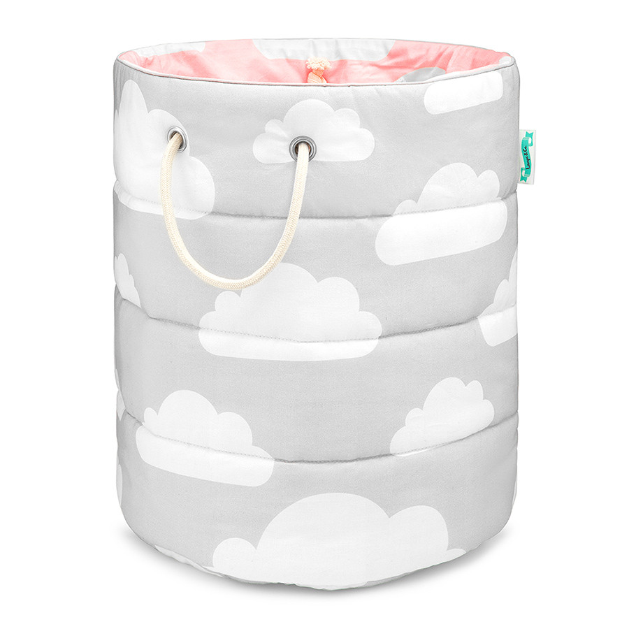 panier à jouets nuages gris et rose panier à jouets nuages gris et rose