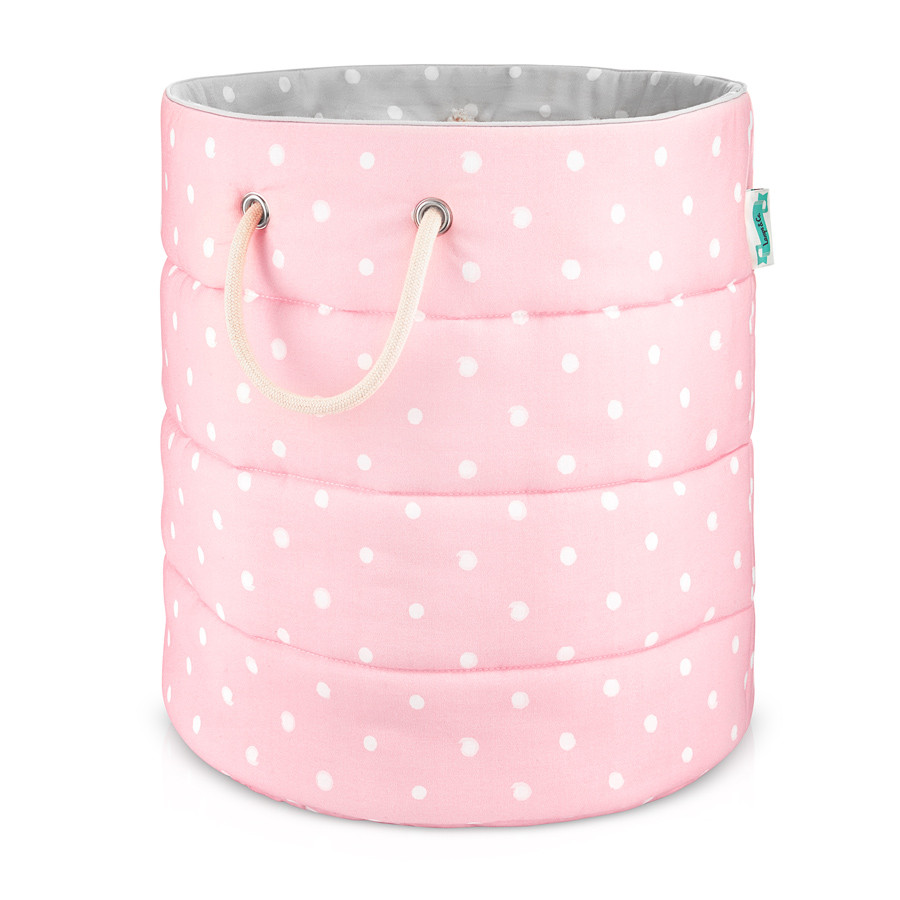 panier à jouets rose à pois panier à jouets rose à pois