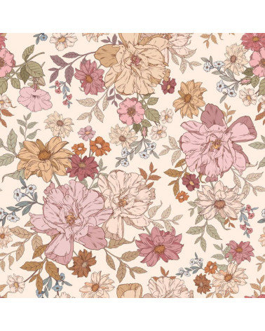Papier peint enfant fleurs arc-en-ciel