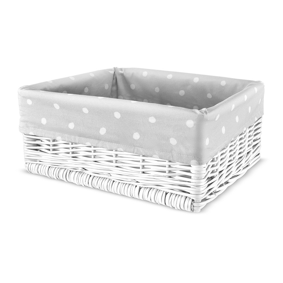 Panier en osier gris à pois Panier en osier gris à pois