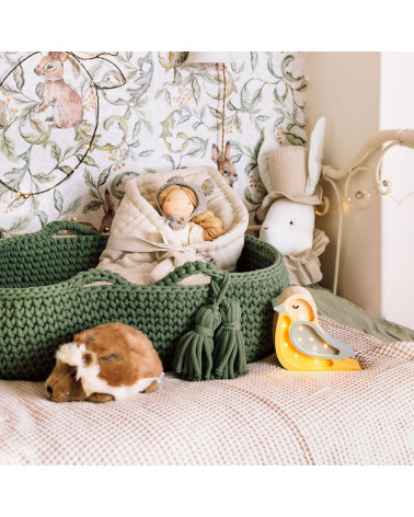 Trophée lapin en lin avec chapeau beige clair