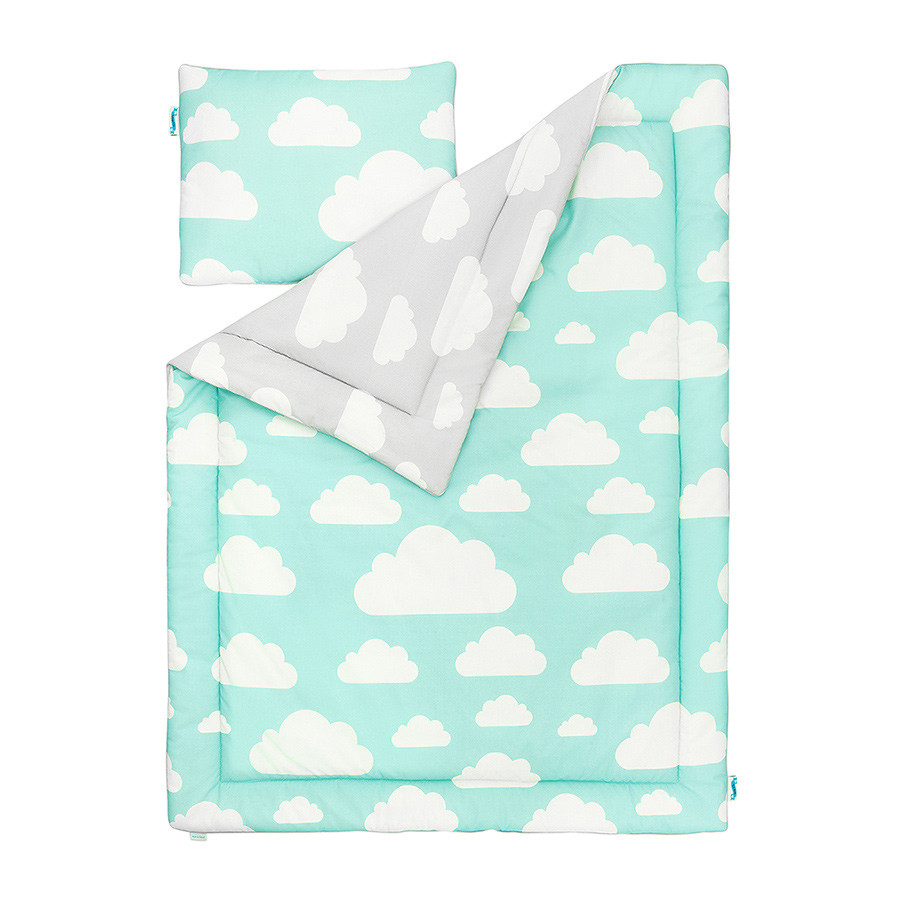 parure de lit nuages gris et menthe prête à dormir parure de lit nuages gris et menthe prête à dormir