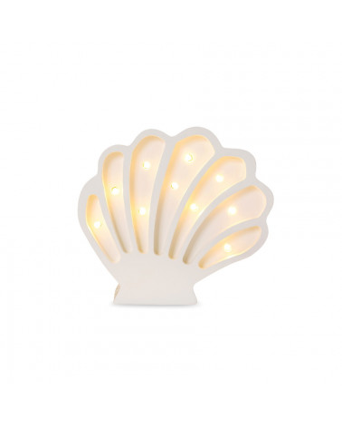 Lampe veilleuse en bois coquillage mini - pearl white