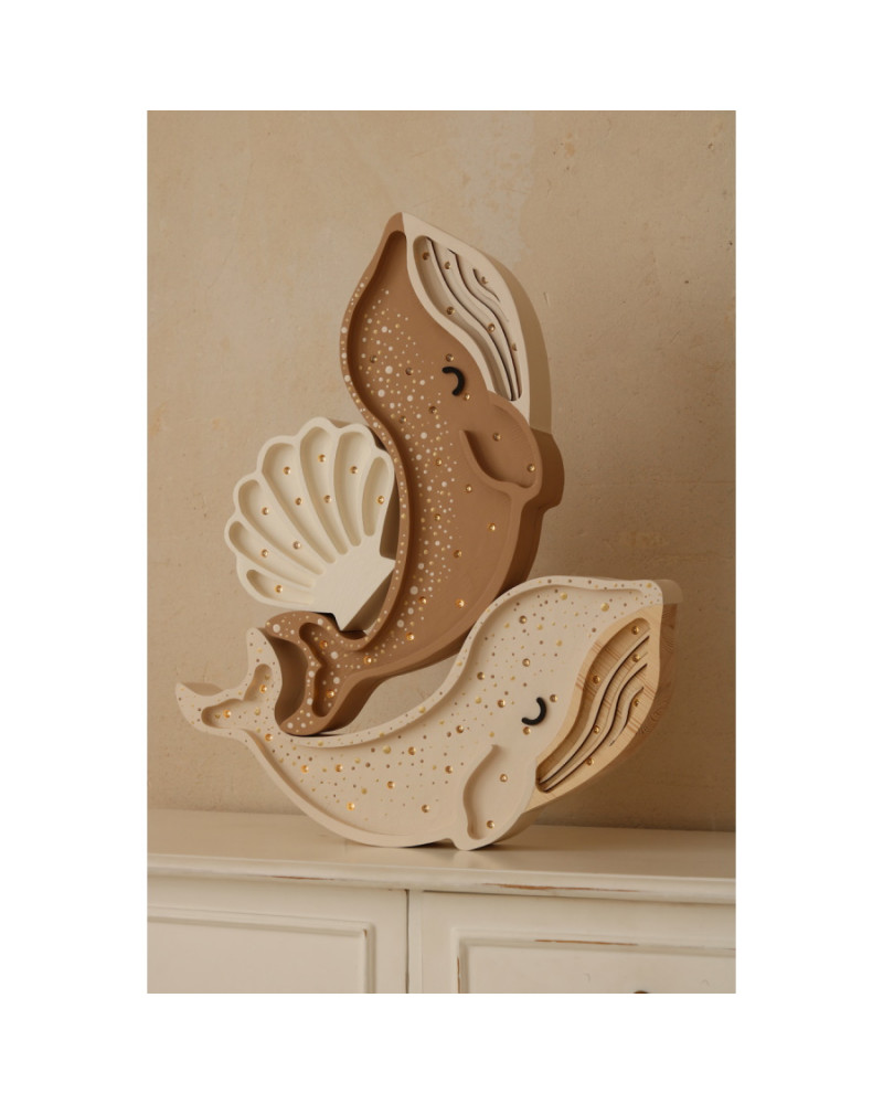 Lampe coquillage en bois - Vert d'eau