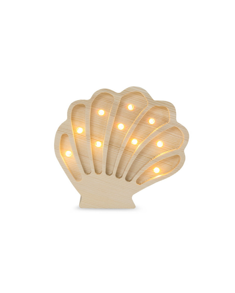 Lampe veilleuse en bois coquillage mini - bois naturel