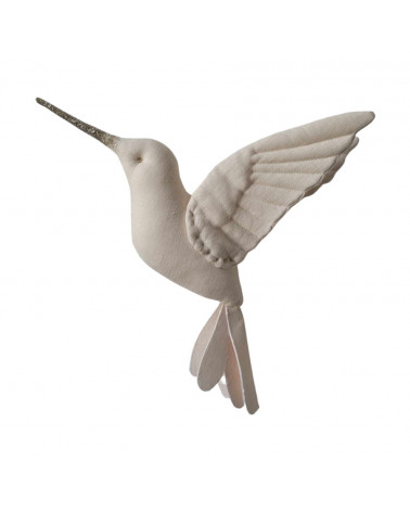 Trophée colibri en lin light beige à suspendre