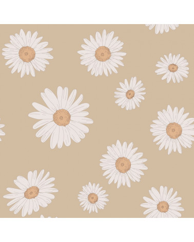 échantillon Papier peint enfant pâquerettes cappuccino doux- Tuscan Daisies