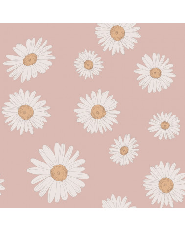 échantillon Papier peint enfant pâquerettes rose féerique - Tuscan Daisies