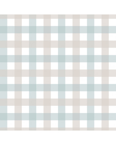 Papier peint enfant à carreaux Provence beige bleu - petits