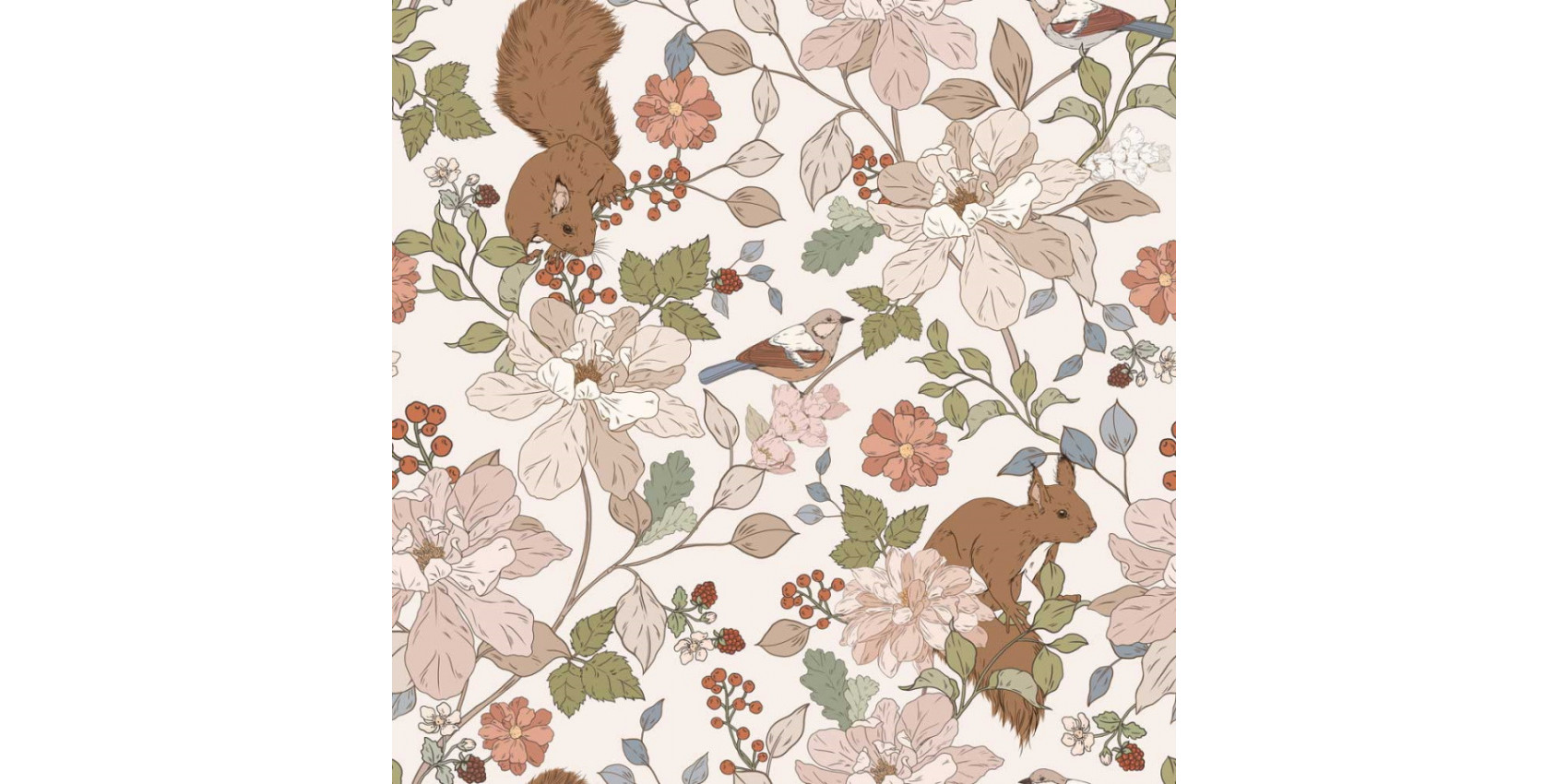 Papier peint Animaux de la forêt (noir et blanc)