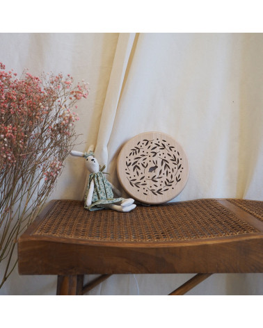 Lampe veilleuse ronde en bois - lapin
